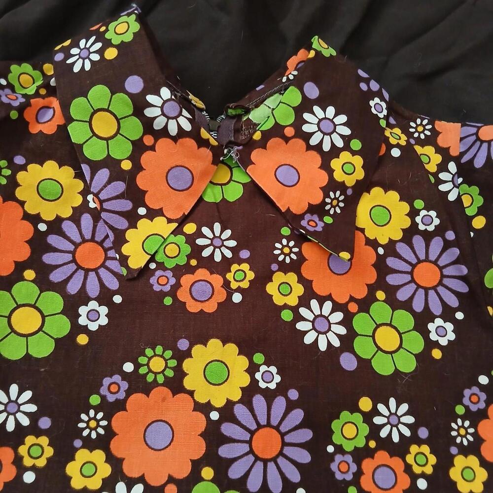 Vintage 1970s mod‎ floral print mini dress/top - Picture 3 of 4